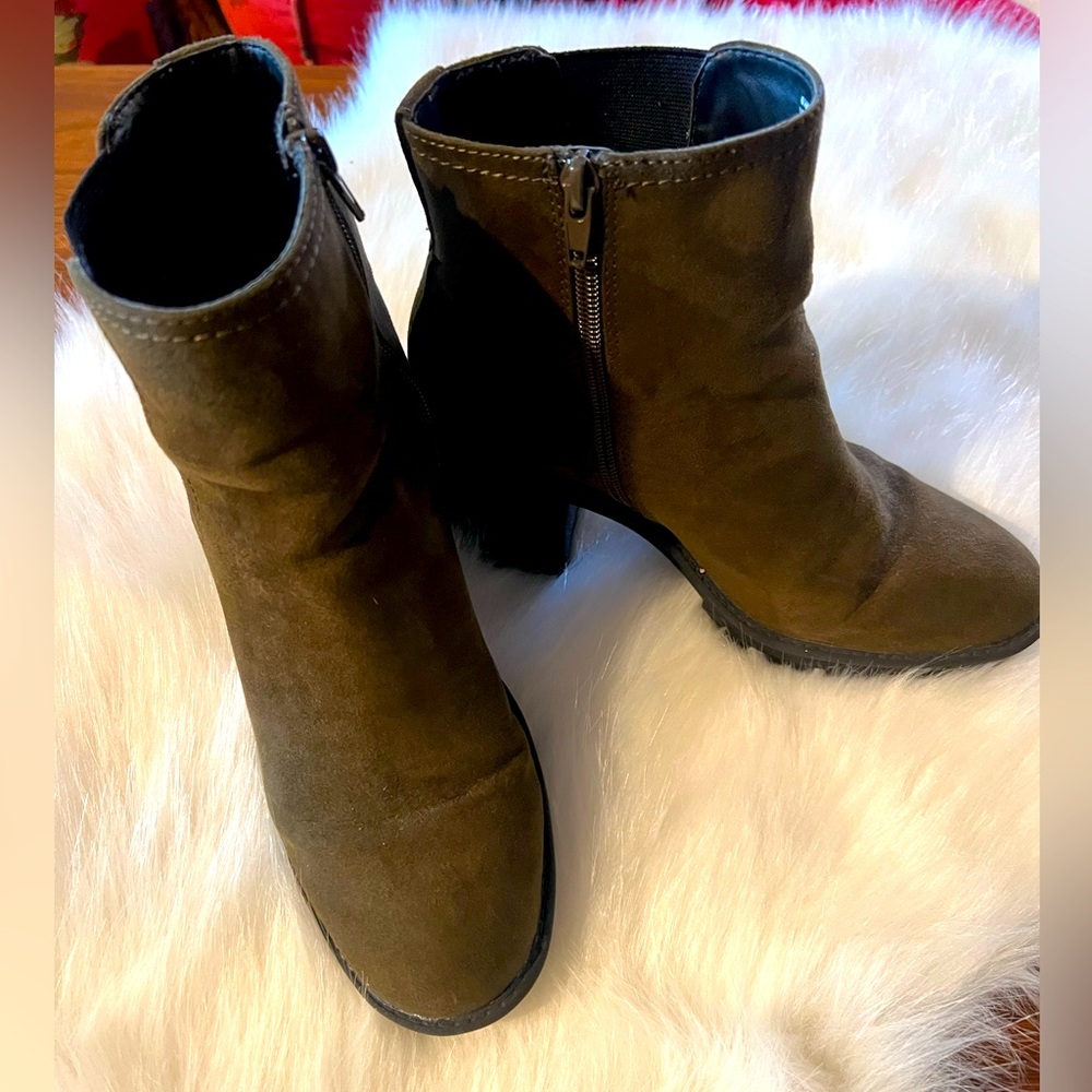 Olive Suede Ankle Boots
